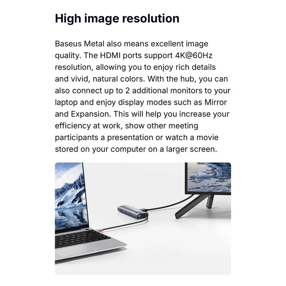 Hub 7in1 Baseus Gleam, USB-C to 1x HDMI4K 60Hz 3x USB3.0 1x PD 1x SD/TF (gray)